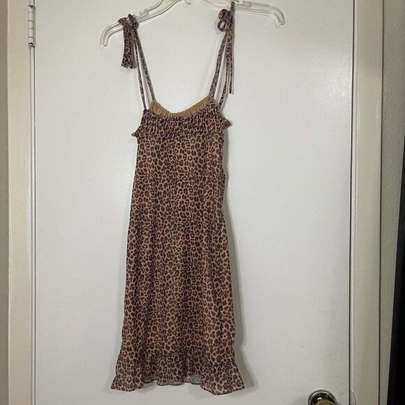 NEW! Tiger Mist Mona Leopard Mini bodycon ruffle hem dress size Small - Picture 5 of 6